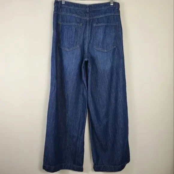 Banana Republic Wide Leg Jeans Womens Size 30 High Rise Dark Wash Baggy Trendy - Picture 2 of 3